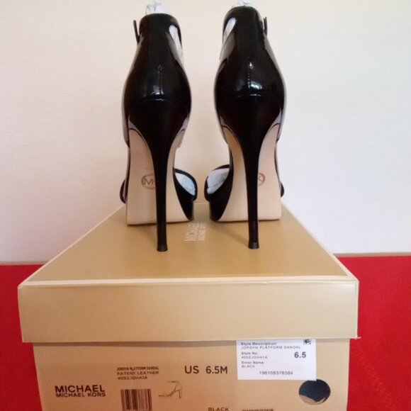 Michael Kors Women's Jordyn Patent Leather Platform Sandal Black Shoes - Picture 5 of 6